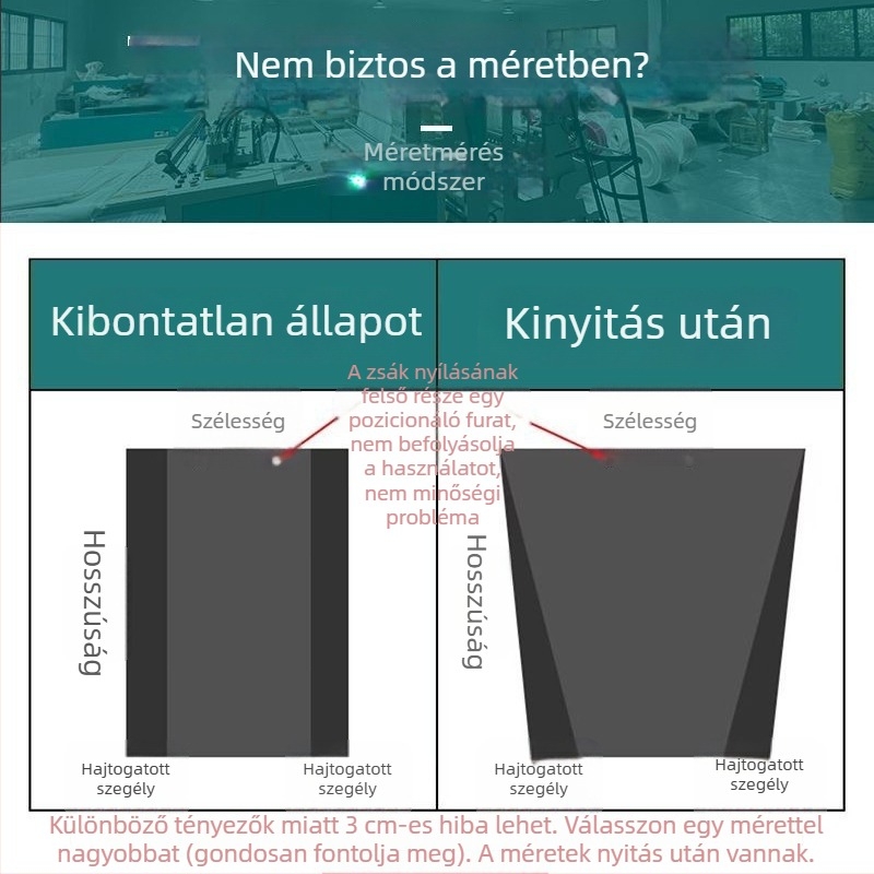 Fekete, vastag, lapos szájú szemeteszsák, nagy méret