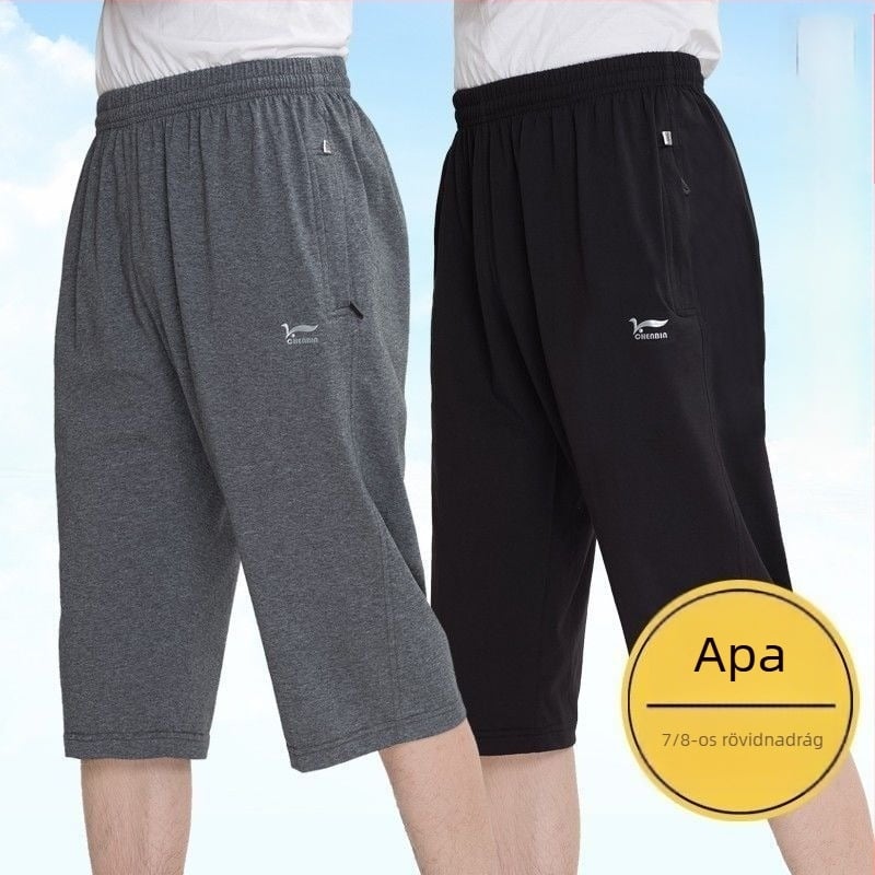 Férfi könnyű nyári capri rövidnadrág, laza szabás, plusz méret, hétköznapi sportos megjelenés