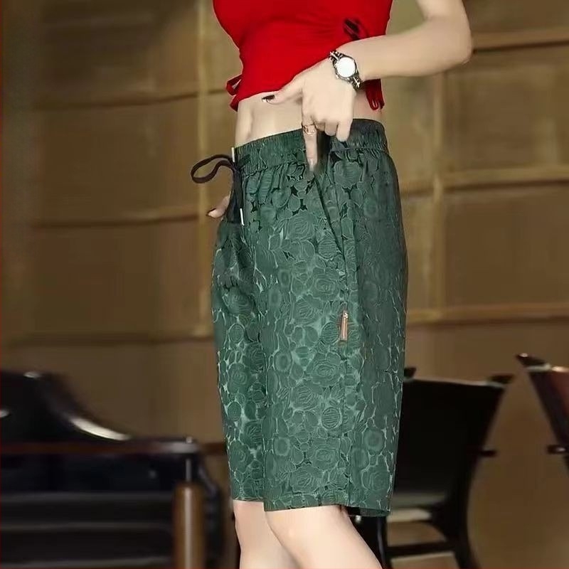 Jacquard Ice Silk Férfi Nyári Vékony Casual Rövidnadrág Egyenes Szárú, Légáteresztő