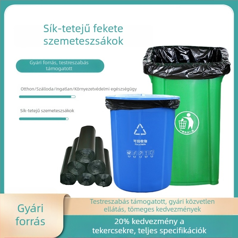 Extra nagy fekete vastagított műanyag szemeteszsák szállodai használatra, egyszer használatos, kereskedelmi minőség