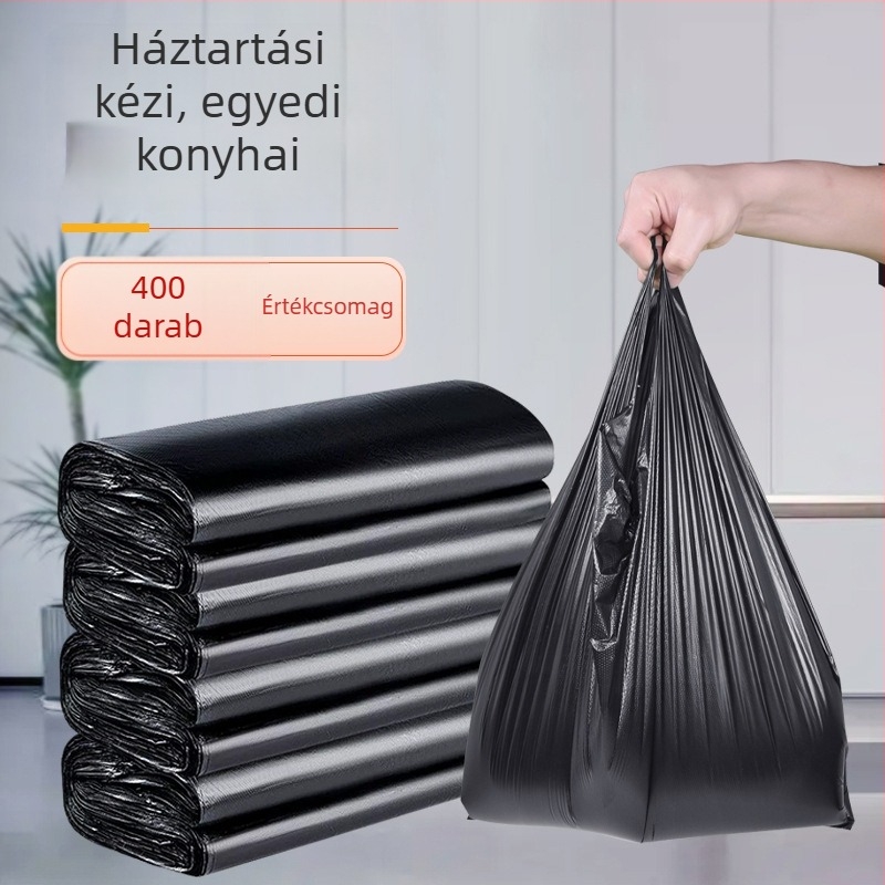 Kézben tartható, vastagított szemeteszacskók, nagy kapacitású, otthoni, konyhai és irodai használatra – gazdaságos csomag