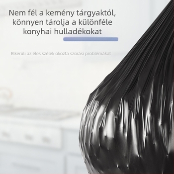 55×65 cm-es tekercses szemeteszsák, HDPE, fekete, nagy, lapos szájú, háztartási és üzleti használatra