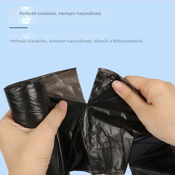 55×65 cm-es tekercses szemeteszsák, HDPE, fekete, nagy, lapos szájú, háztartási és üzleti használatra