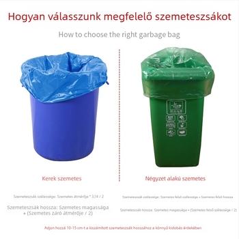 Színes egyszer használatos műanyag szemeteszsákok, nagyok, sík szájú kivitel, megvastított, kereskedelmi célra