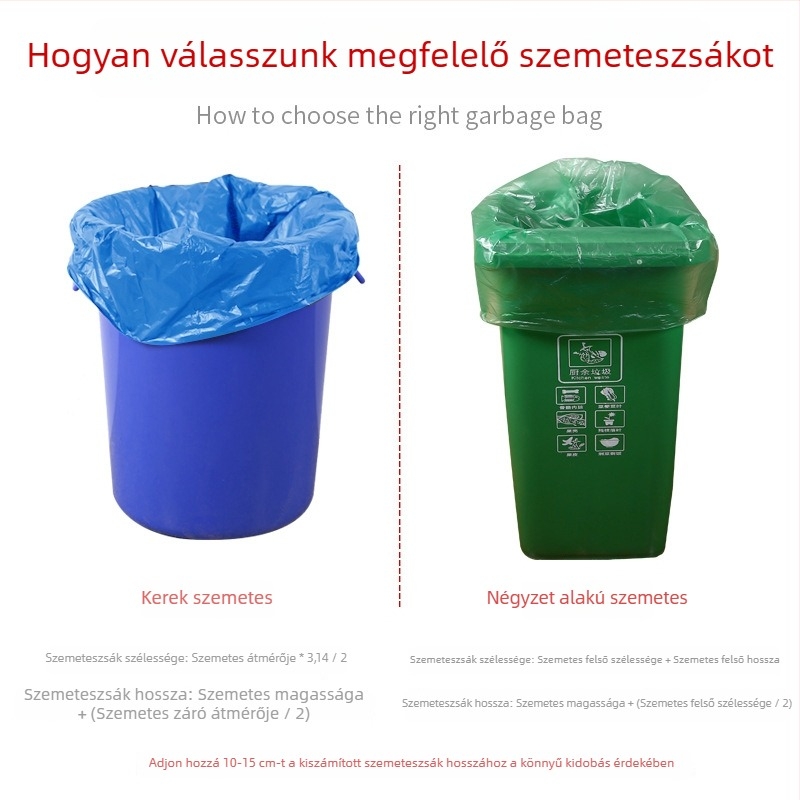 Színes egyszer használatos műanyag szemeteszsákok, nagyok, sík szájú kivitel, megvastított, kereskedelmi célra