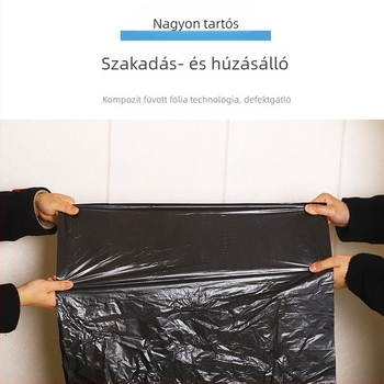 Nagy fekete PE szemeteszsák, vastagított, sík nyílású, egyszerhasználatos, kereskedelmi célra