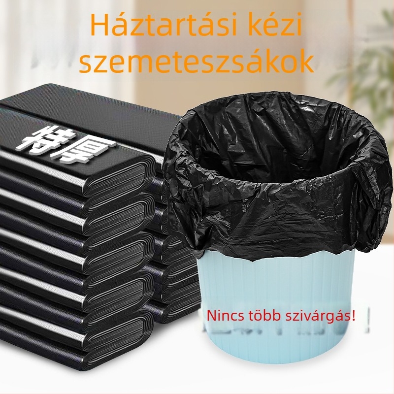 Háztartási vastag, nagy fekete mellény-stílusú szemeteszsákok, újrafelhasználhatóak a konyhába