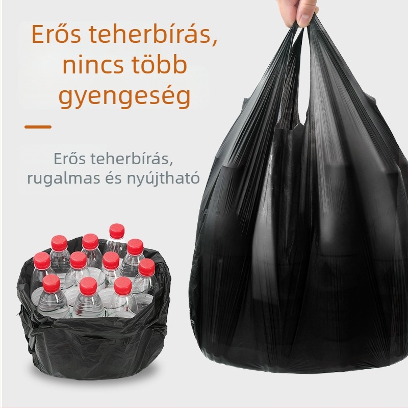 Háztartási vastag, nagy fekete mellény-stílusú szemeteszsákok, újrafelhasználhatóak a konyhába