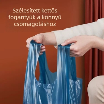 Váll-stílusú vastagított szemeteszsák közepes méretben, háztartási, konyhai és irodai használatra