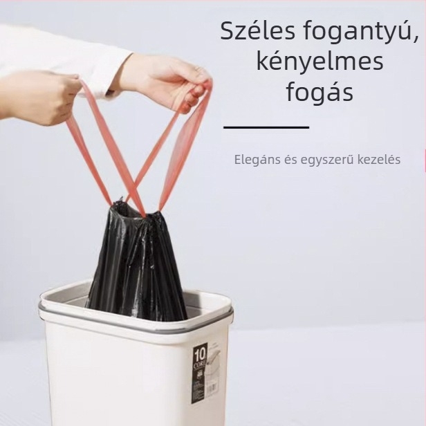 Masszív zsinóros szemeteszsákok, nagy méretű, műanyag, konyhai és irodai használatra