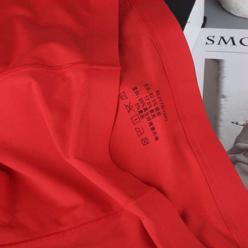 Férfi vörös ice silk boxer briefs, lélegző, varrat nélküli, ultra vékony, szexi, esküvőre