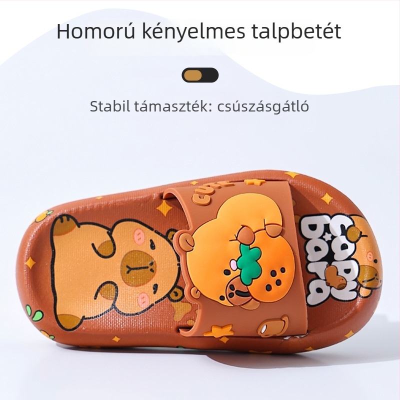 Capybara mintás gyerek nyári papucs, csúszásmentes PVC papucs fiúknak és lányoknak, otthoni használatra