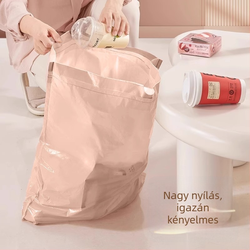 Háztartási szemeteszsákok kötős zsinórral, szakadásállóak, konyha és iroda használatra, mocha mousse színben, extra vastag műanyag zacskók