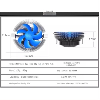 Overclocking Three Bluebird 3 CPU ventilátor asztali számítógépekhez, csendes hűtés 1150/1151/1155/1700
