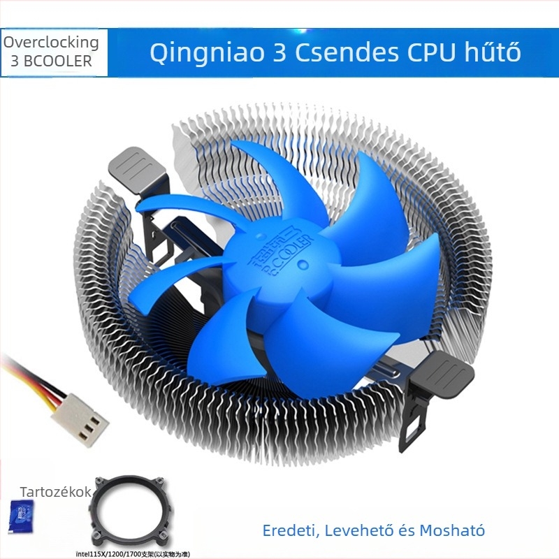Overclocking Three Bluebird 3 CPU ventilátor asztali számítógépekhez, csendes hűtés 1150/1151/1155/1700