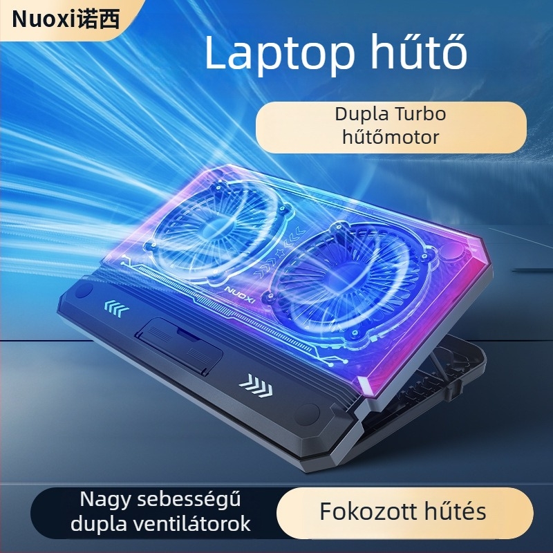 Állítható magasságú, összecsukható laptophűtő állvány 15,6–17 hüvelykes laptopokhoz