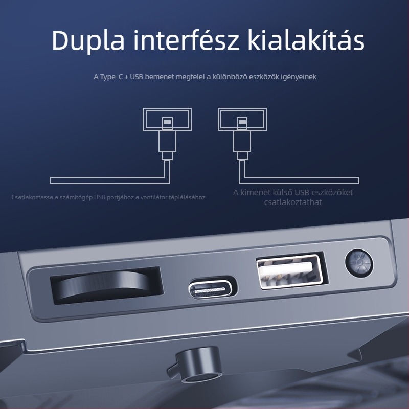 Állítható magasságú, összecsukható laptophűtő állvány 15,6–17 hüvelykes laptopokhoz