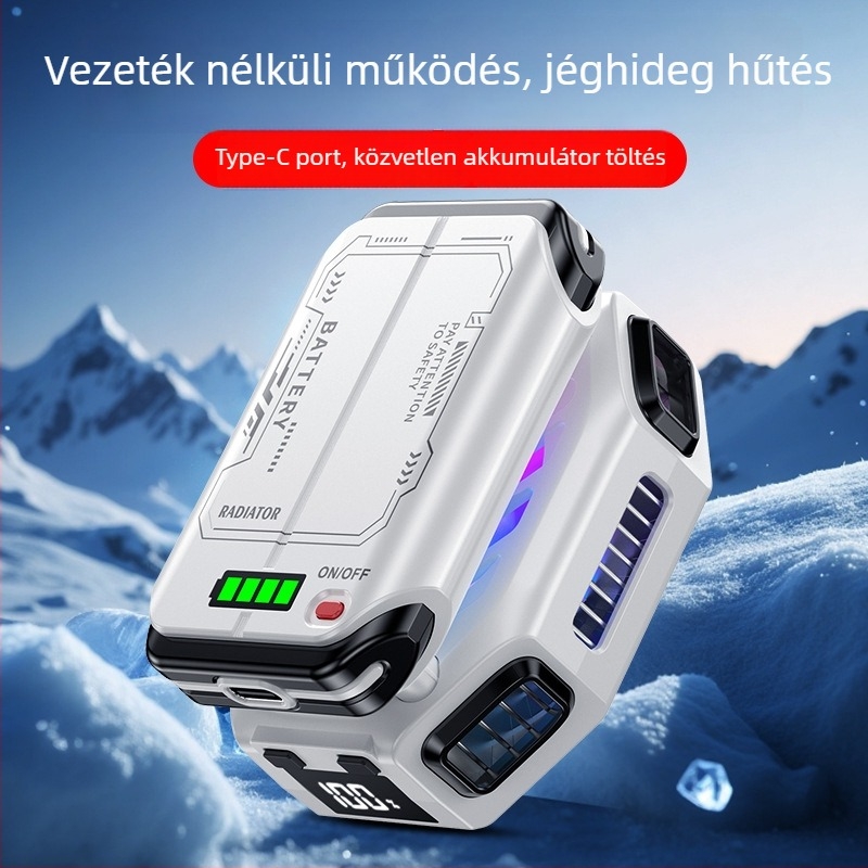 Mágneses hátlapi telefonhűtő, 10W, félvezetős hűtő, 7 fokozatban állítható, halk működés, külső levehető akkumulátor