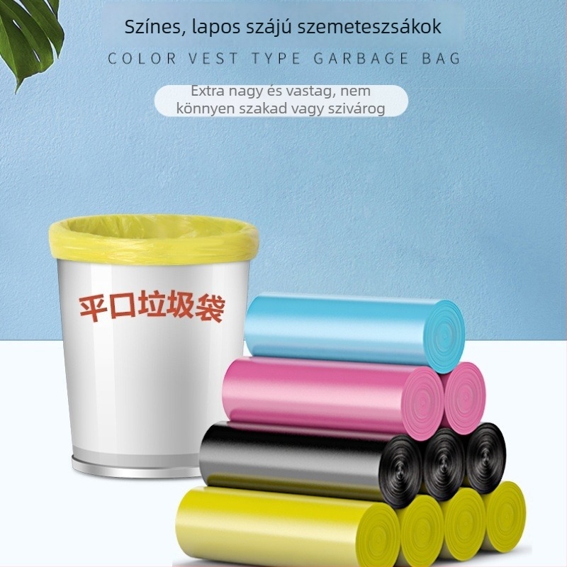 Vastagított konyhai szemeteszsákok, síknyílású háztartási és irodai szemeteszsákok, egyszer használatos