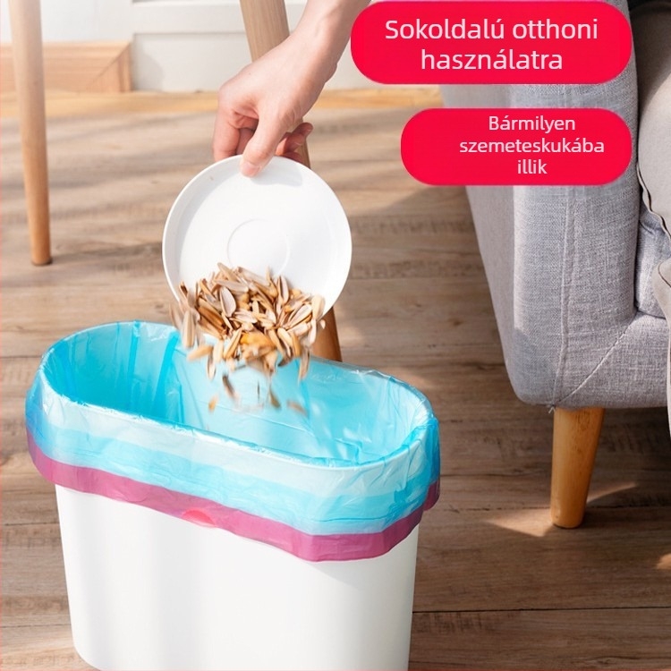 Vastagított szemeteszsák zárózsinórral, hordozható műanyag zacskók irodai használatra, 19 darab