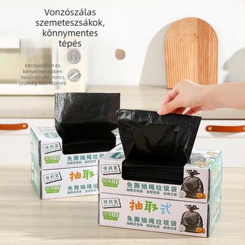 Fekete kötözős szemeteszsák, háztartási és irodai használatra, extrán vastag, nagy méret