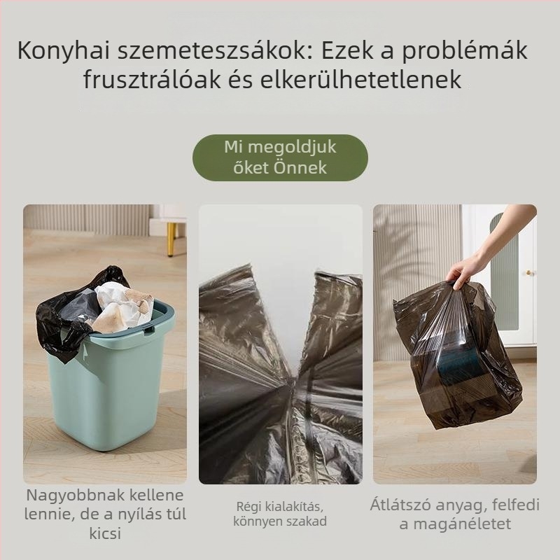 Fekete kötözős szemeteszsák, háztartási és irodai használatra, extrán vastag, nagy méret