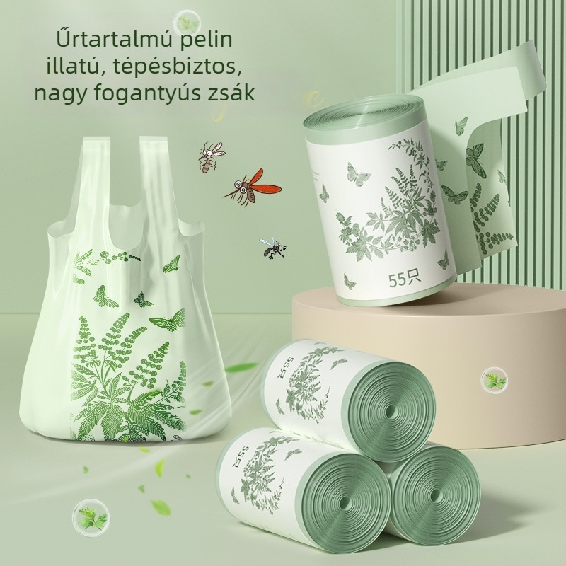 Vastagított mellény-stílusú szemeteszsákok háztartási használatra, tépésállóak, a konyhába és az irodába