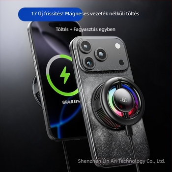 Vezeték nélküli telefon- és tabletthűtő mágneses félvezető hűtéssel és vezeték nélküli töltéssel — gaming kiegészítő