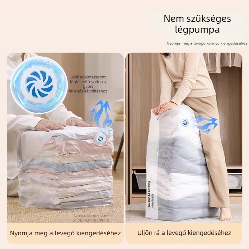Háromdimenziós vákuumos tömőtasak paplanokhoz, vastított és megnagyobbított, pumpa nélkül