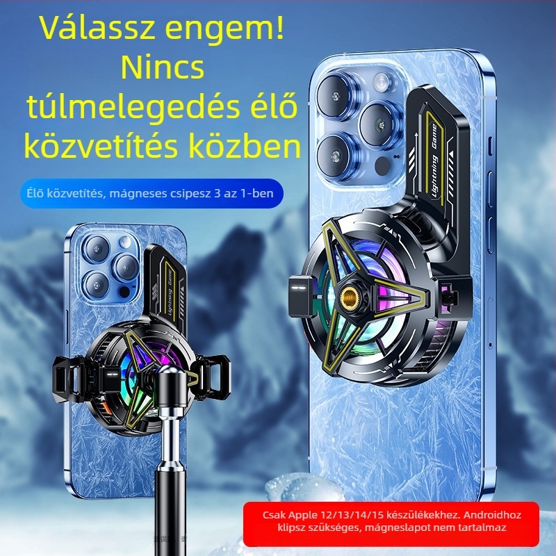Apple-kompatibilis 3-in-1 mágneses hátsó klipsz okostelefonokhoz: kibővített hűtő, CPU-hűtés és félvezető hűtés