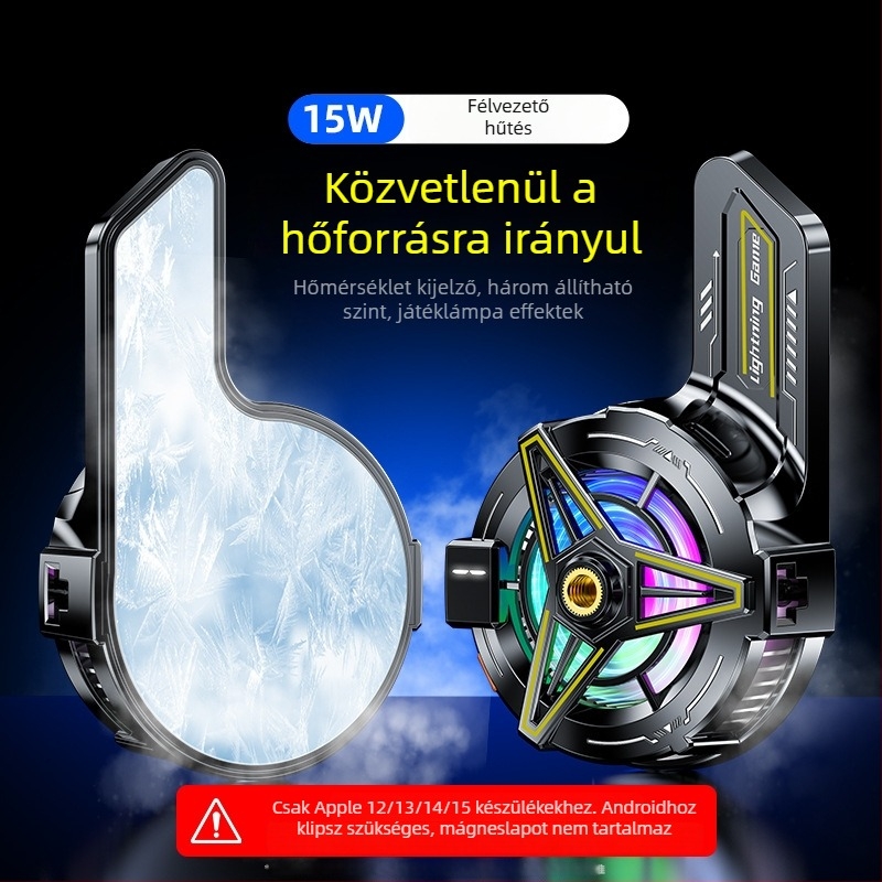 Apple-kompatibilis 3-in-1 mágneses hátsó klipsz okostelefonokhoz: kibővített hűtő, CPU-hűtés és félvezető hűtés