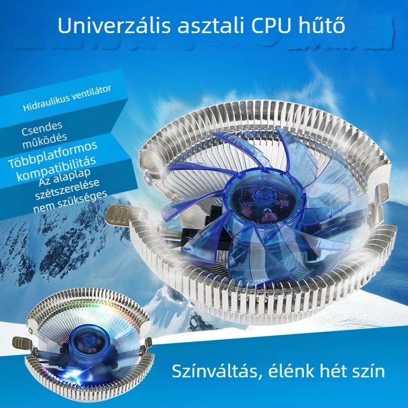 Wanjiafengcailong CPU hűtő LED-del, kompatibil LGA775 és LGA1151 foglalatokkal