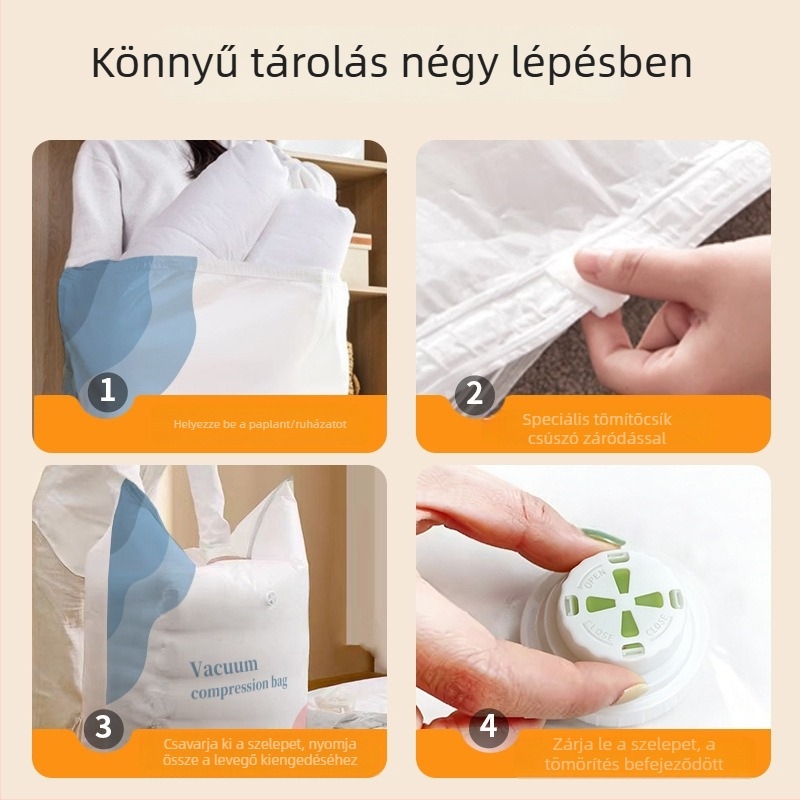 3D tárolózsák otthoni használatra – pumpa nélkül, kettős funkció tömörítés és levegő kiengedése, szezonális ruhák és paplanok számára