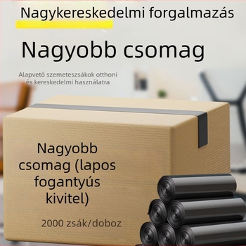 Vastag fekete háztartási szemeteszsákok, síknyílású, hordozható, 100 darab, HDPE, egyszer használatos, tekercses csomagolás, univerzális használat