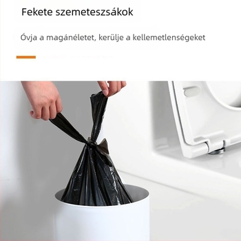 Vastag fekete háztartási szemeteszsákok, síknyílású, hordozható, 100 darab, HDPE, egyszer használatos, tekercses csomagolás, univerzális használat