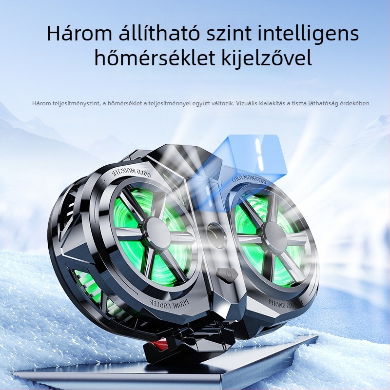 Új félvezetős mobiltelefon-hűtő digitális kijelzővel, kétventilátoros, kétmagos, alacsony zaj