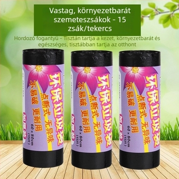 60-80 háztartási fekete szemeteszsák sík nyílású, vastagított kivitelű, készlet