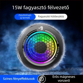 Mobiltelefon hűtő digitális kijelzővel, mágneses hátsó rögzítés, háromfokozatú állítás, félvezető hűtő