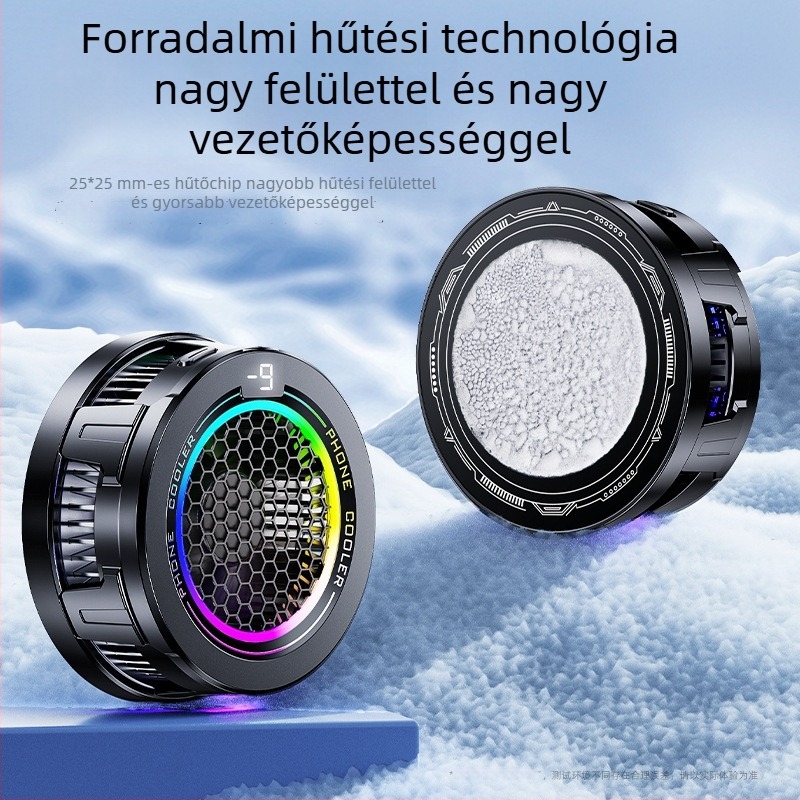 Mobiltelefon hűtő digitális kijelzővel, mágneses hátsó rögzítés, háromfokozatú állítás, félvezető hűtő