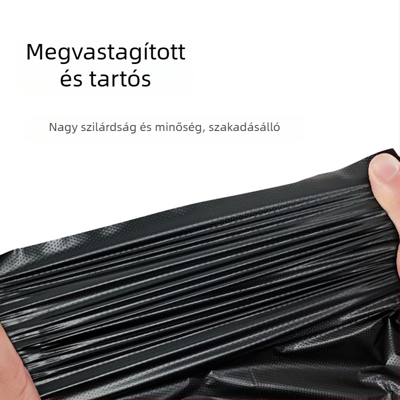 Nagy fekete, megerősített háztartási szemeteszsákok kézi hordozóval, alkalmas konyhára és kollégiumba