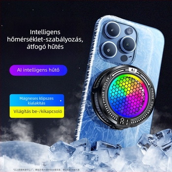 Második generációs AI-alapú okostelefon-hűtő, intelligens hőmérséklet-szabályozás, digitális kijelző, félvezető mágneses rögzítés, hordozható teljes készülék hűtése