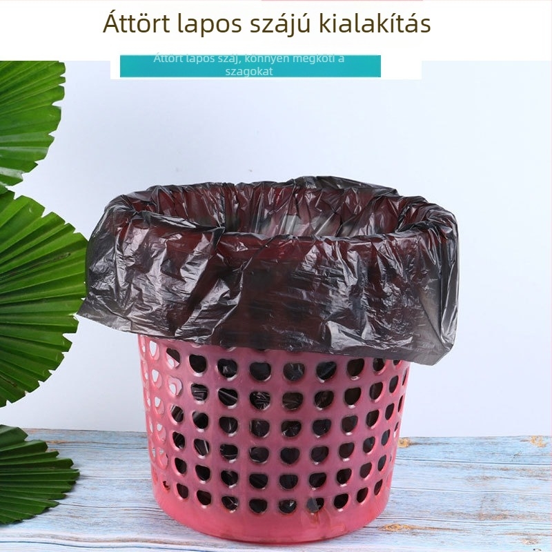 Lapos szájú szemeteszsákok, egyenként csomagolva, otthoni használatra, vastagított, egyszer használatos, fekete műanyag konyhai zacskók