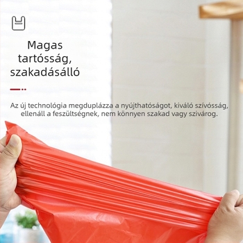Háztartási piros szemeteszsákok hordozható kivitelben, extra nagy és vastag, mellény-stílusú konyhai egyszer használatos műanyag zacskók, gazdaságos csomag