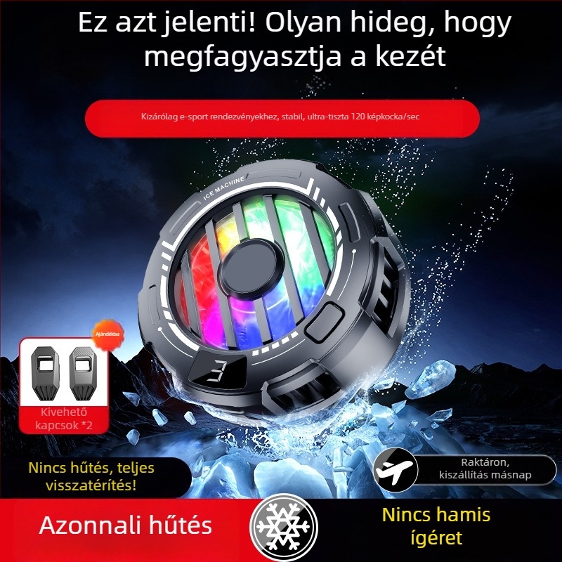 S32A mobiltelefon hűtő háromfokozatú állítással, digitális kijelzővel, mágneses hátsó rögzítővel, univerzális csendes hűtés