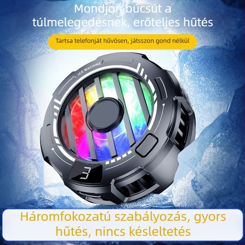 S32A mobiltelefon hűtő háromfokozatú állítással, digitális kijelzővel, mágneses hátsó rögzítővel, univerzális csendes hűtés