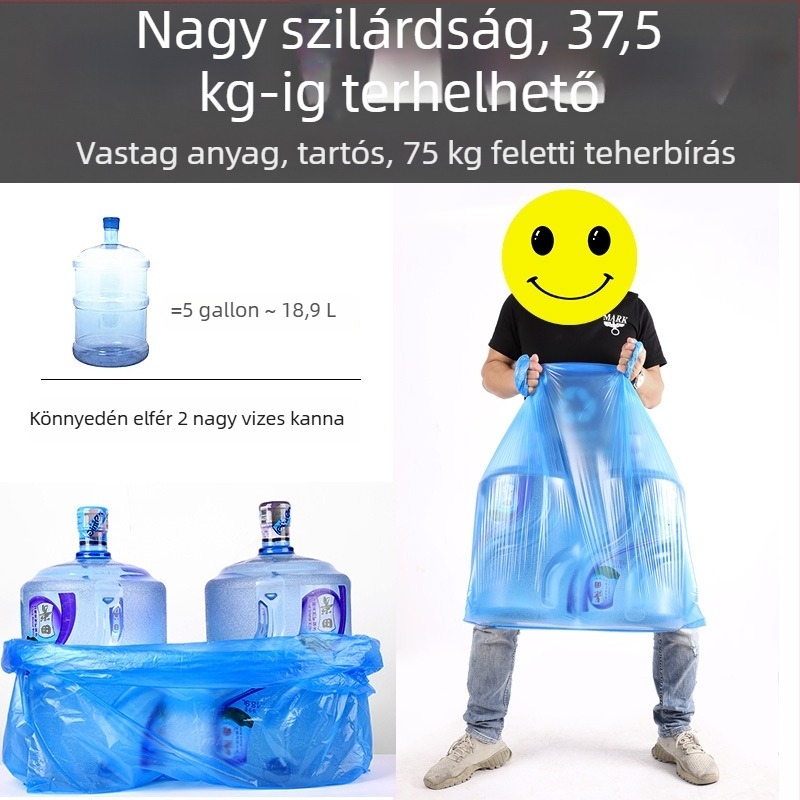 Nagy színes szemeteszsákok, vastagított HDPE, lapos szájú, strapabíró, nedves és száraz hulladékhoz, kék, piros, zöld és szürke
