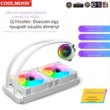 240 mm integrált vízhűtés radiátor asztali számítógépekhez digitális kijelzővel, ARGB, ultracsendes, CPU ventilátor többplatformos kompatibilitással