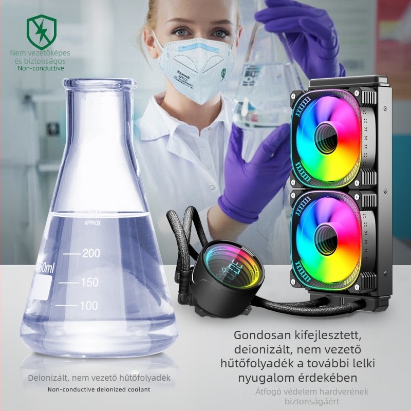 240 mm integrált vízhűtés radiátor asztali számítógépekhez digitális kijelzővel, ARGB, ultracsendes, CPU ventilátor többplatformos kompatibilitással
