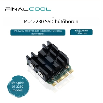 M.2 NVMe SSD hűtőbordával, 2230 formátum, alumínium ház, szilikon alapú hővezető paszta mellékelve