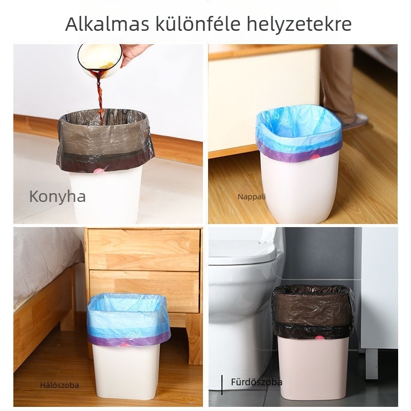 Háztartási vastagított nagy szemeteszsák húzózsinórral, egyszer használatos, konyhai hulladékhoz